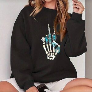 SHEIN Black Skeleton Graphic Sweatshirt